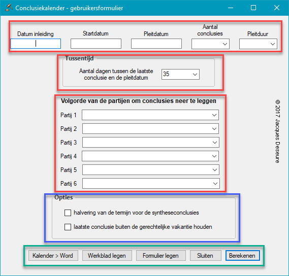 Conclusiekalender - gebruikersformulier