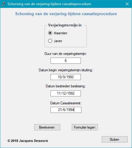 Schorsing verjaring - cassatieprocedure - gebruikersformulier Schorsing verjaring - cassatieprocedure - gebruikersformulier