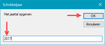 Jaartal invullen en knop OK. Jaartal invullen en knop OK.