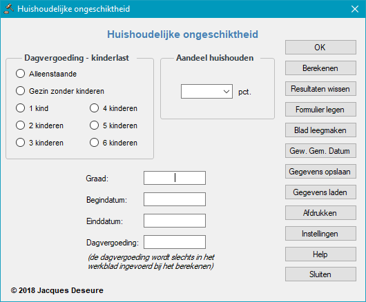 Huishoudelijke ongeschiktheid - Gegevens invoeren.