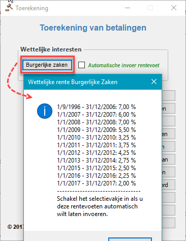 Overzicht wettelijke rente in burgerlijke zaken.